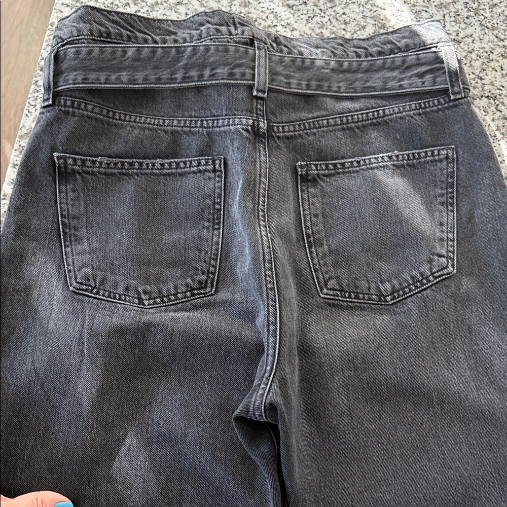 Agolde Reworked 90’s Belted Paperbag High Waisted Straight Leg Jeans Black Sz 27 - Picture 11 of 13